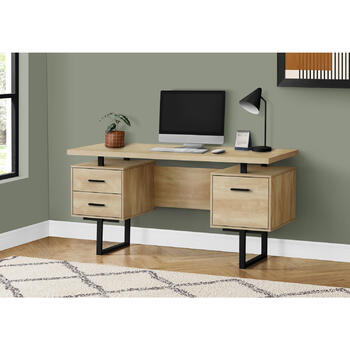 Monarch Floating 60"W Computer Desk with 3 Drawers 