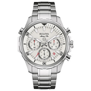 Bulova Marine Star 43mm Men's Analog Chronograph Dress Watch - Silver/White